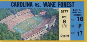 1977 unc north carolina tarheels wake forest college football ticket stub art student ticket